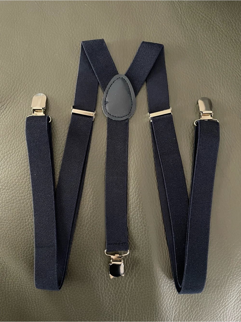 NWOT Men's Navy Elastic Suspenders - Classic Casual